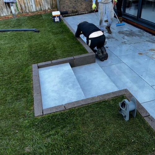 porcelain patio steps retaining wall 07